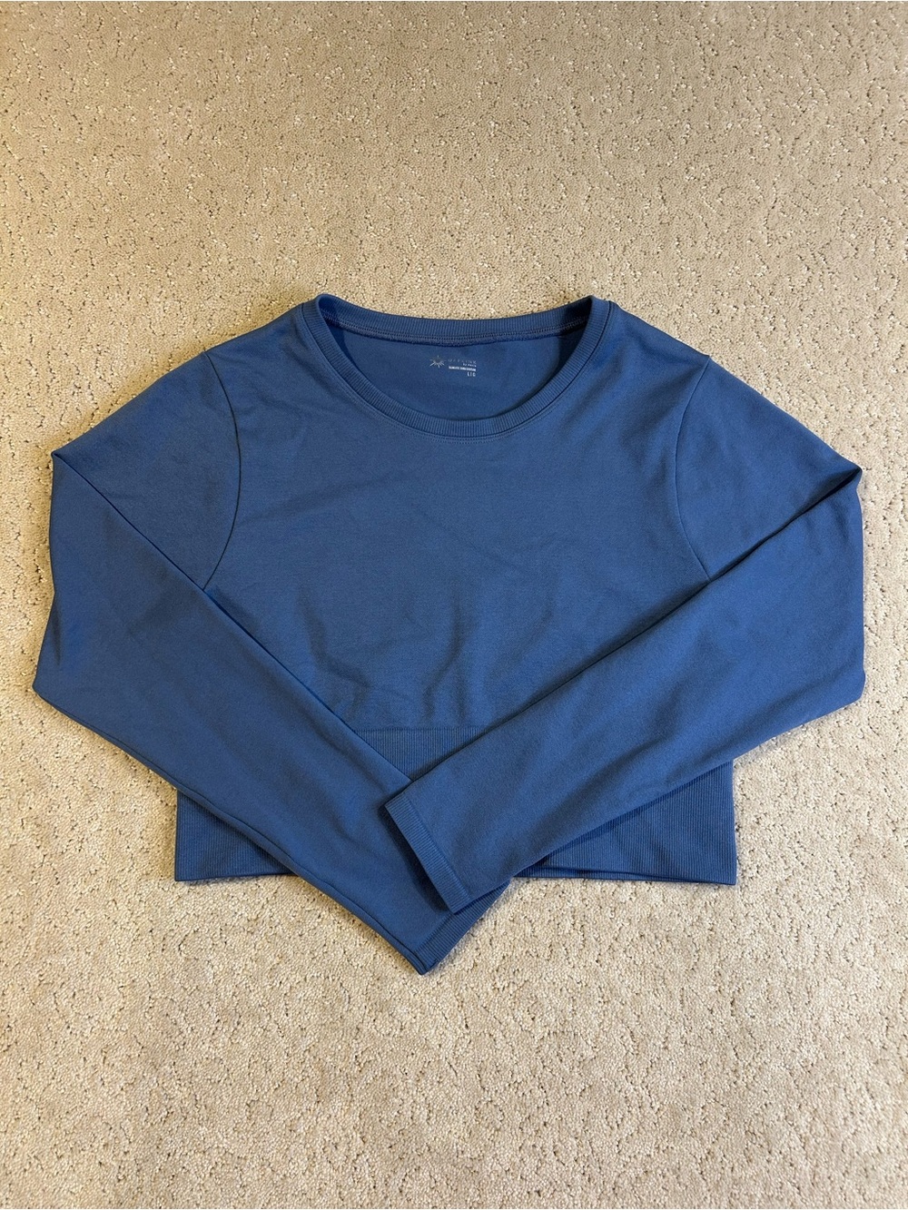 Women’s OFFLINE by Aerie Sidewalk Seamless Long Sleeve Cropped T-Shirt Sz L Navy